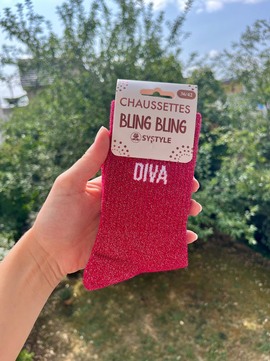 Chaussette paillettes rouge - DIVA
