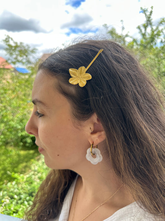 Barrette cheveux fleur dorée - MONOI
