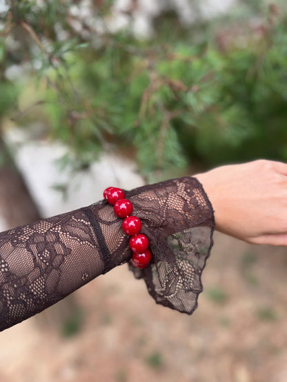 Bracelet grosses perles - ROUGE