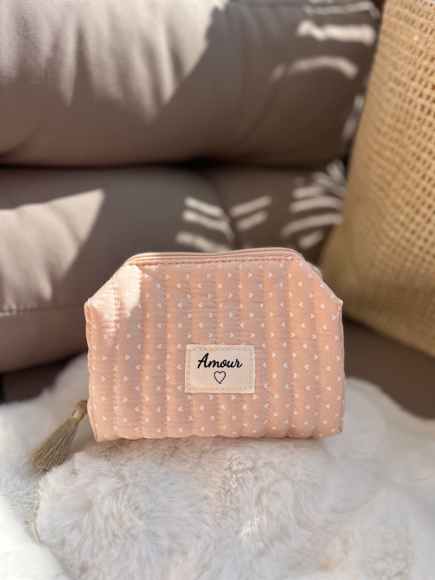 Trousse maquillage beige - AMOUR