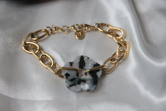Bracelet fleur Résine léopard beige - Florine
