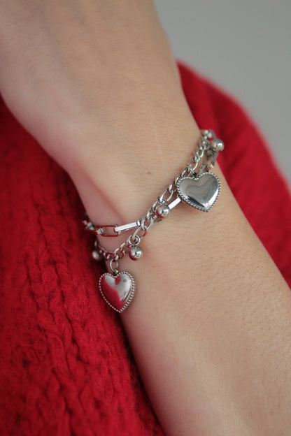 Bracelet breloques coeurs