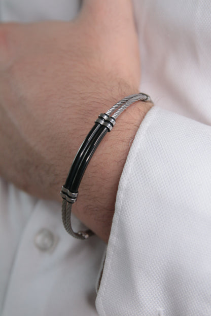 Bracelet cordon acier homme - EDOUARD