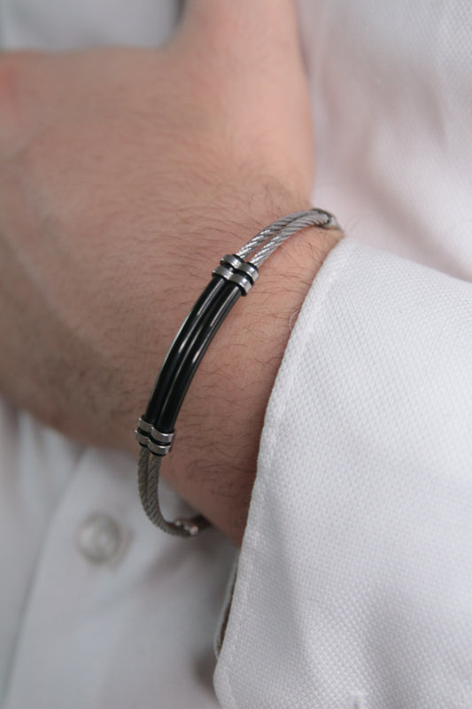 Bracelet cordon acier homme - EDOUARD