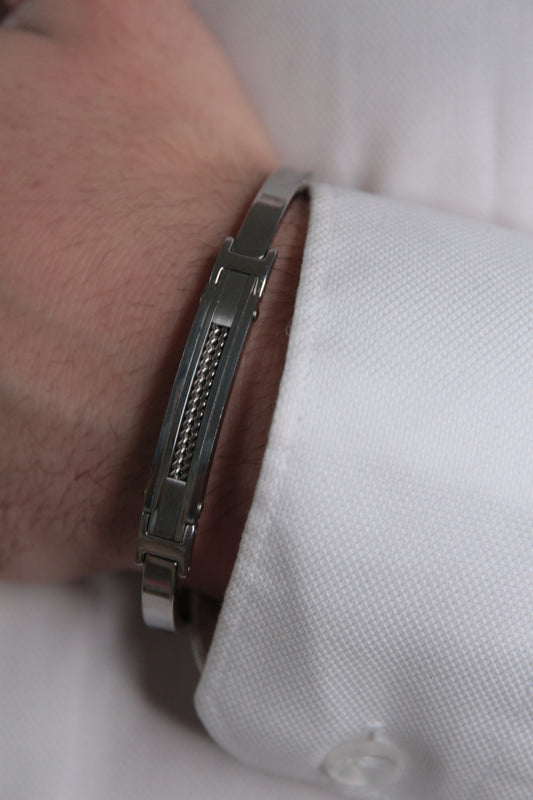 Bracelet acier gris homme - AXEL