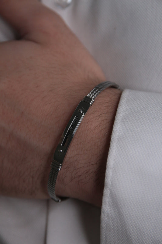 Bracelet acier homme fond noir Small - AXEL