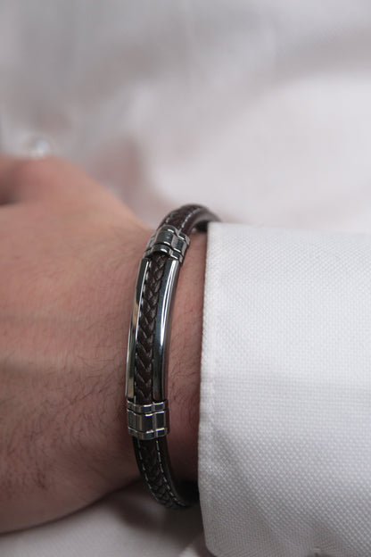 Bracelet cuir homme marron - JAMES