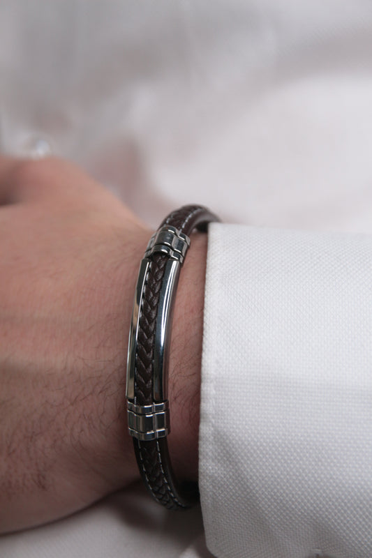 Bracelet cuir homme marron - JAMES