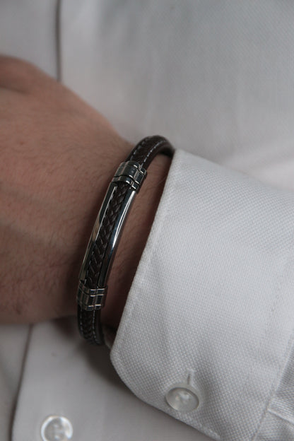 Bracelet cuir homme marron - JAMES