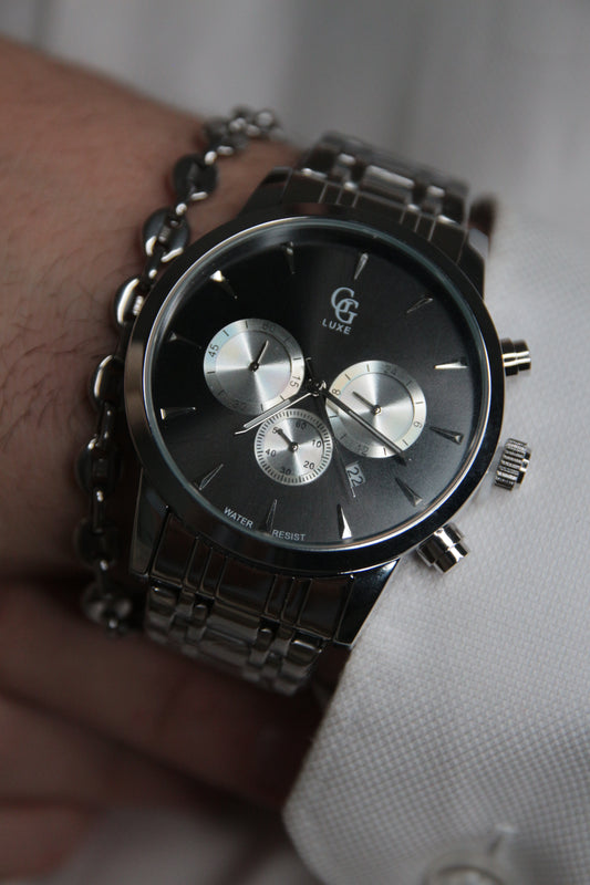 Montre homme grand cadran fond noir - WILLIAM