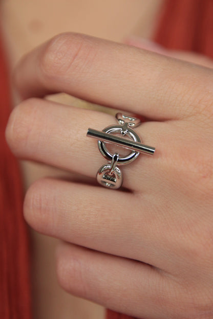 Bague maille marine argentée - MARINA