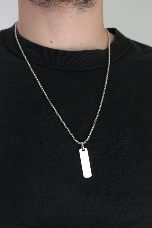 Collier homme médaillon argenté - ENZO