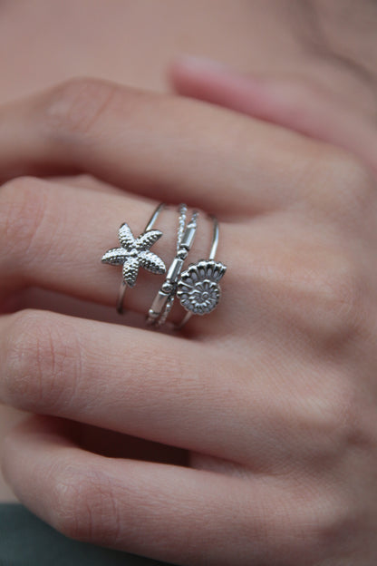Bague étoile de mer coquillage - ARGENTE