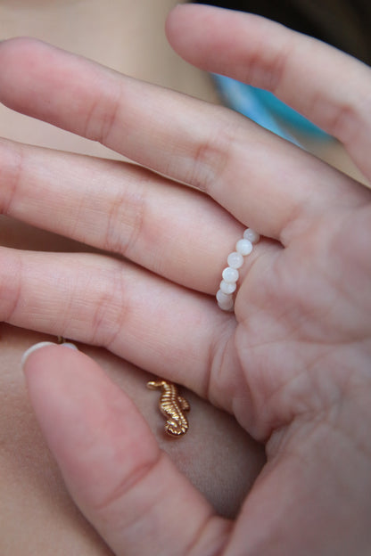 Bague perles coréennes blanches