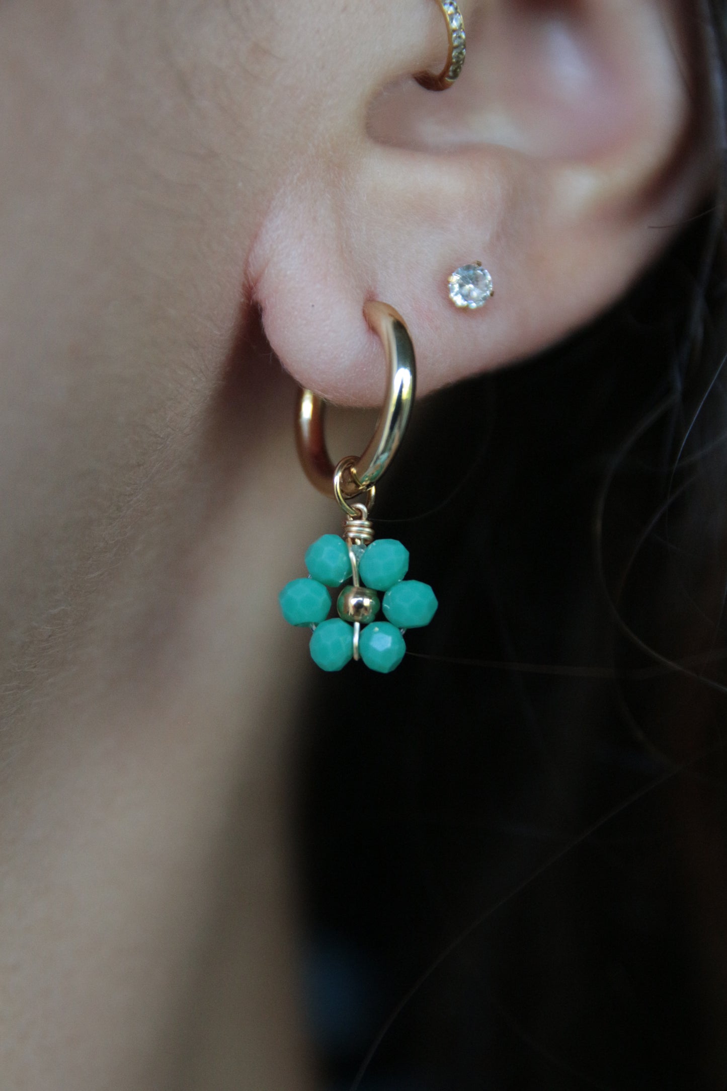 Boucles d'oreilles fleurs perles - MARGUERITE