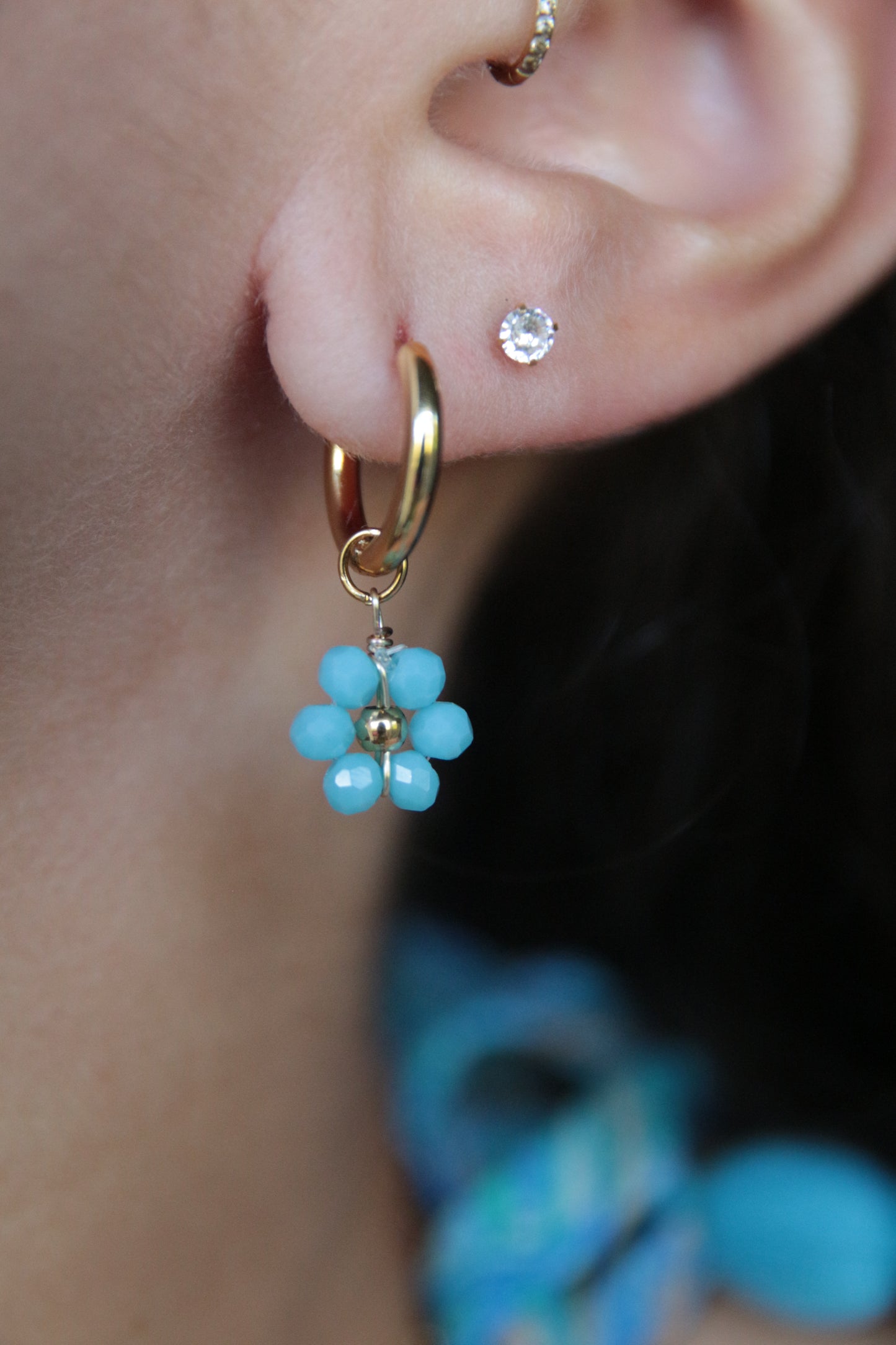 Boucles d'oreilles fleurs perles - MARGUERITE