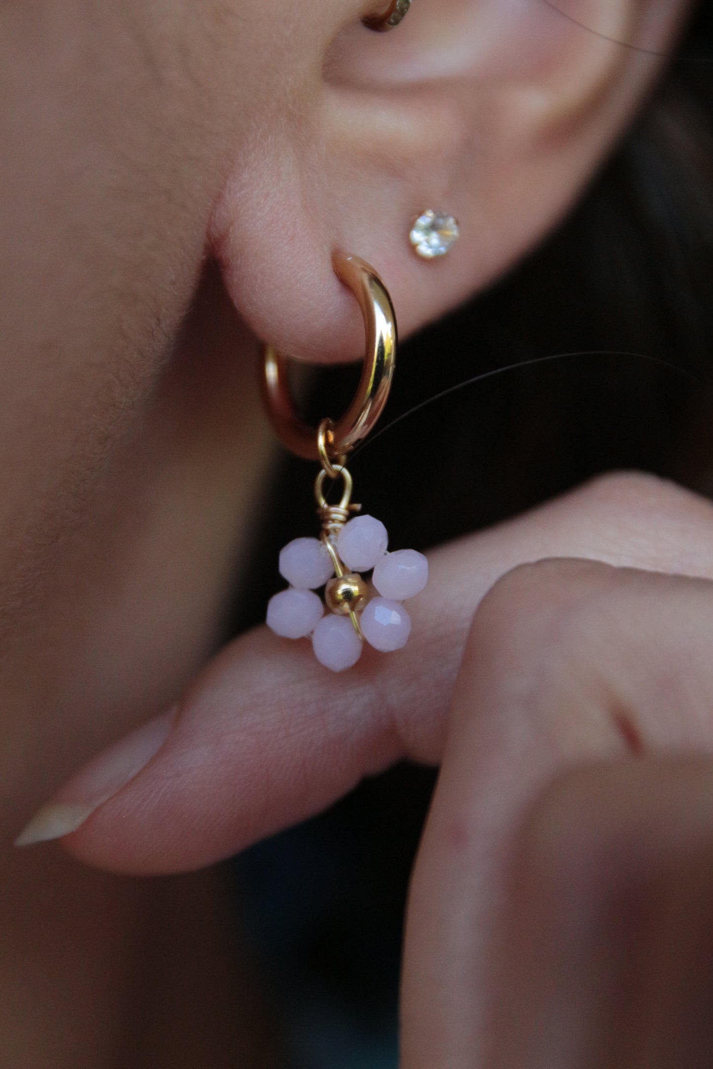 Boucles d'oreilles fleurs perles - MARGUERITE