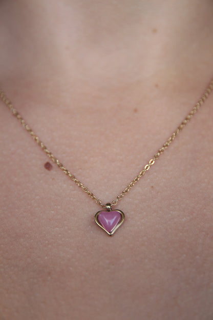 Collier petit coeur rose - LILY