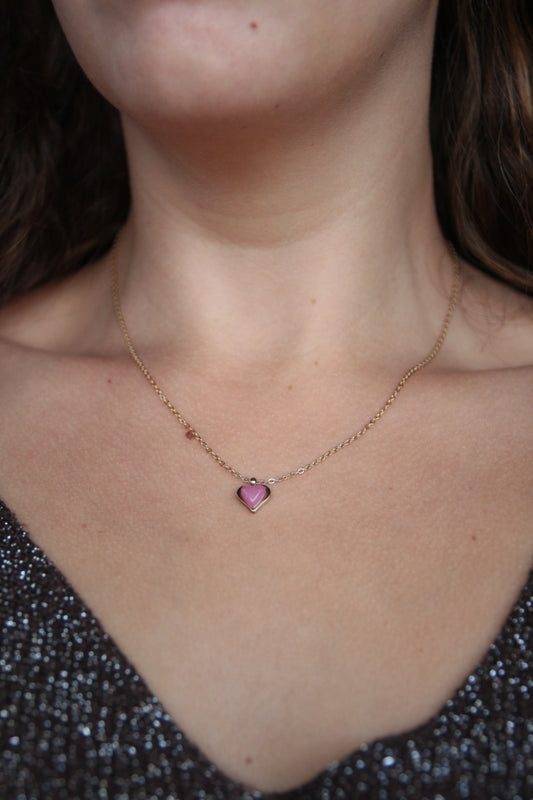 Collier petit coeur rose - LILY