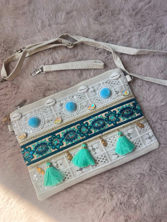 Pochette bohème turquoise - MOOREA