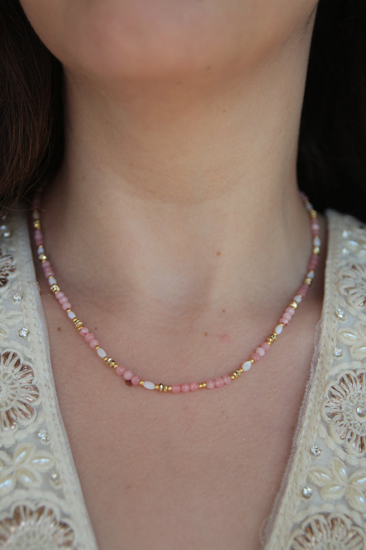 Collier pierres naturelles - QUARTZ ROSE