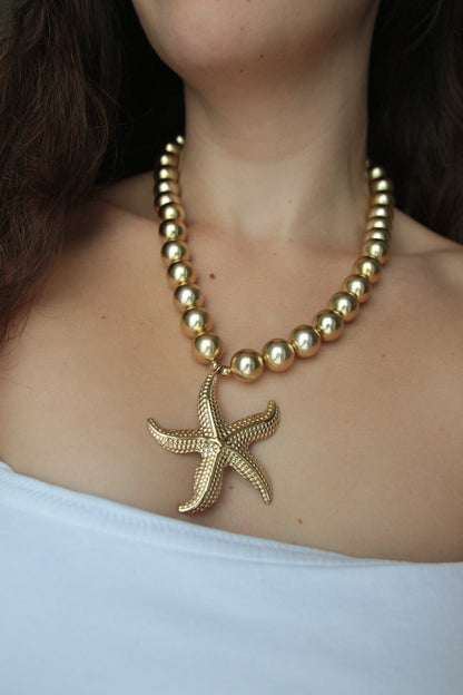 Collier grosses perles étoile de mer  - ATHENA