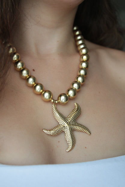 Collier grosses perles étoile de mer  - ATHENA