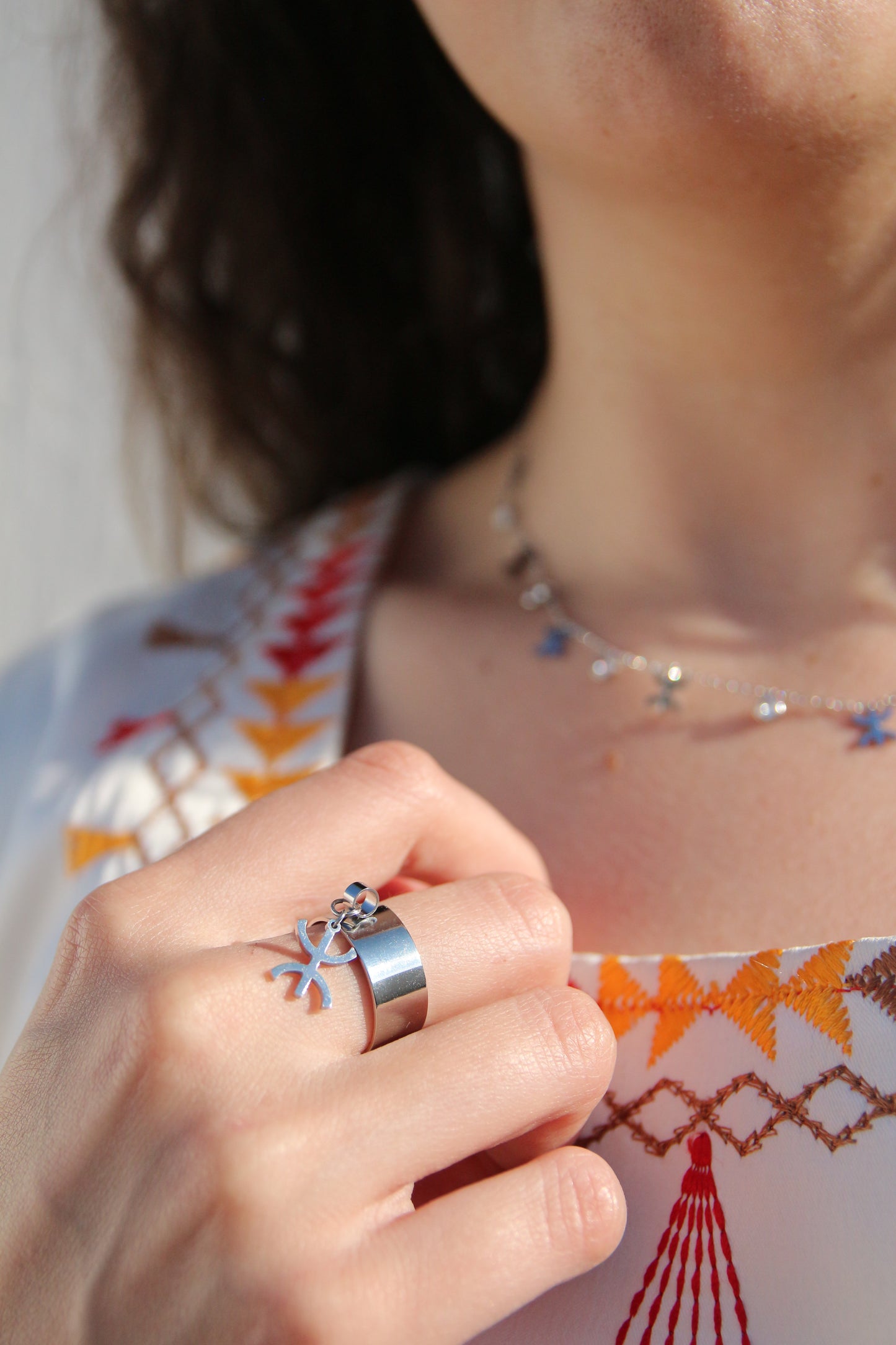 Bague breloque berbère argenté