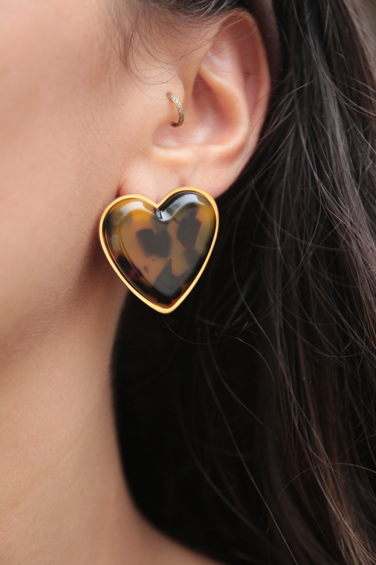Boucles d'oreilles coeur résine léopard - NALA