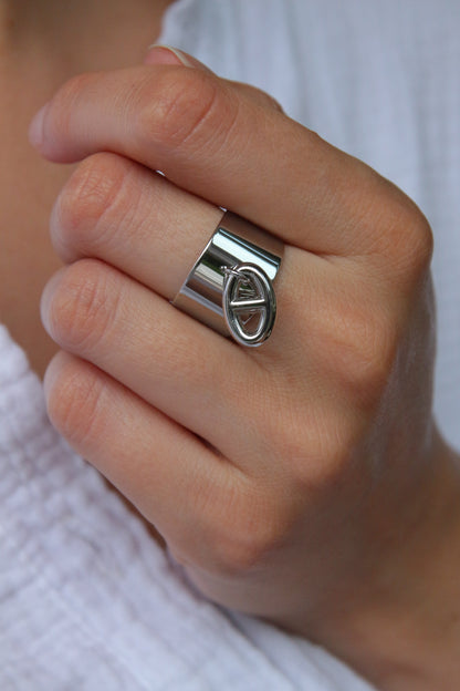 Bague breloque argentée