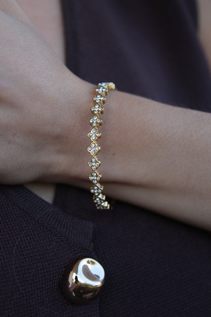 Bracelet jonc trèfles strass - ESMEE