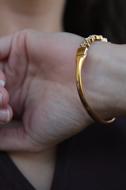 Bracelet jonc trèfles strass - ESMEE