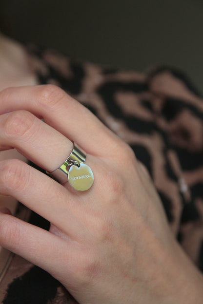 Bague breloque médaillon - BONHEUR