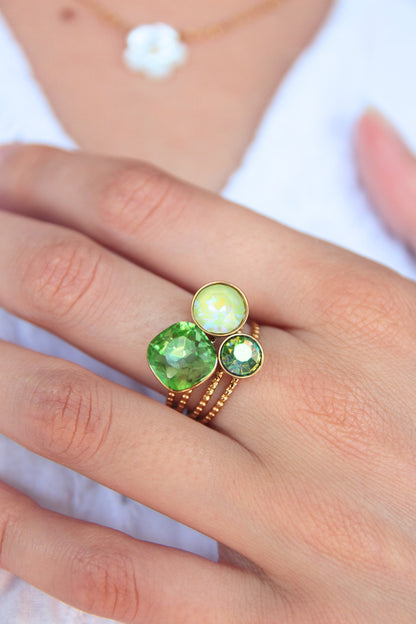 Bague cristaux vert pomme - LAYA