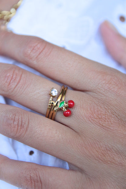 Bague cerise dorée - CHERRY
