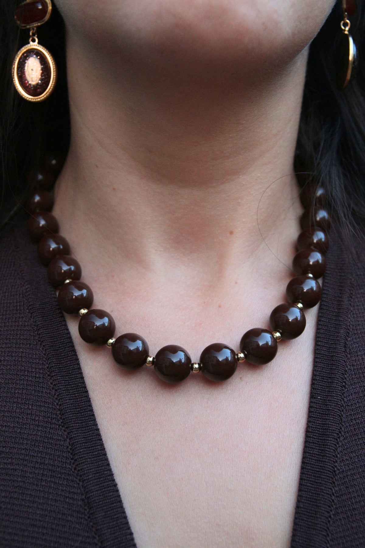 Collier perles marron - LARA