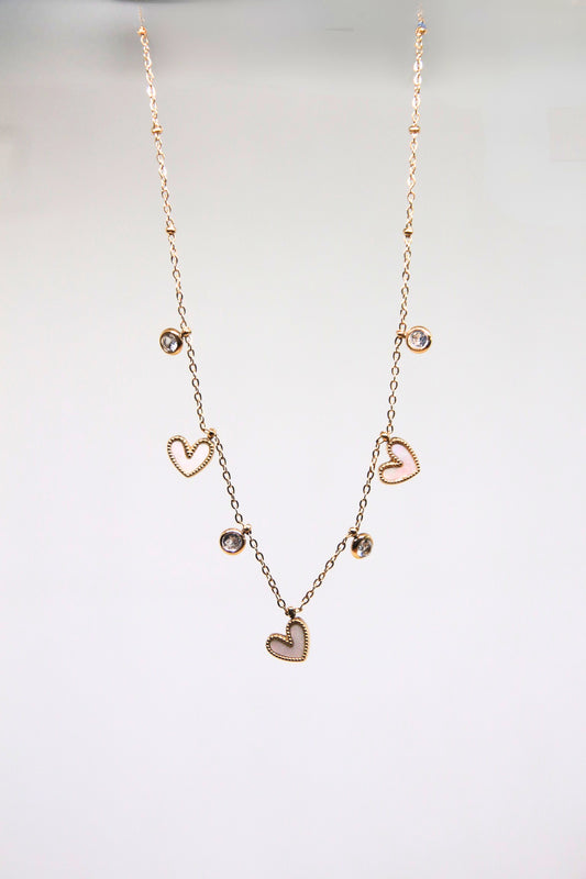 Collier breloques coeurs nacrés - MARIE