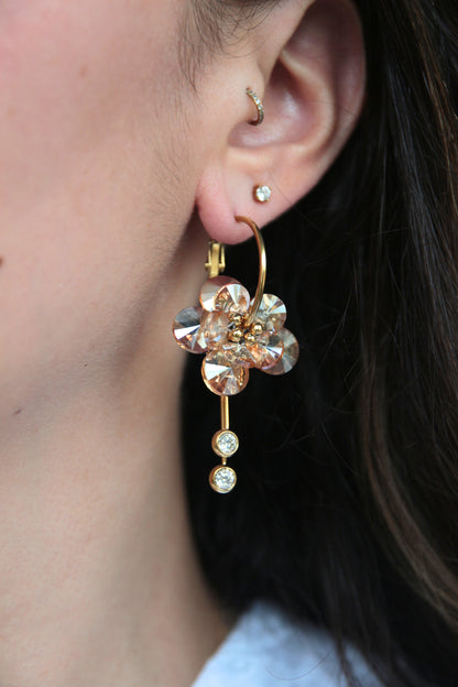 Boucles d'oreilles fleur beige - DAHLIA