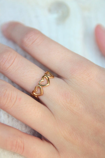 Bague coeurs dorés - CORALIA