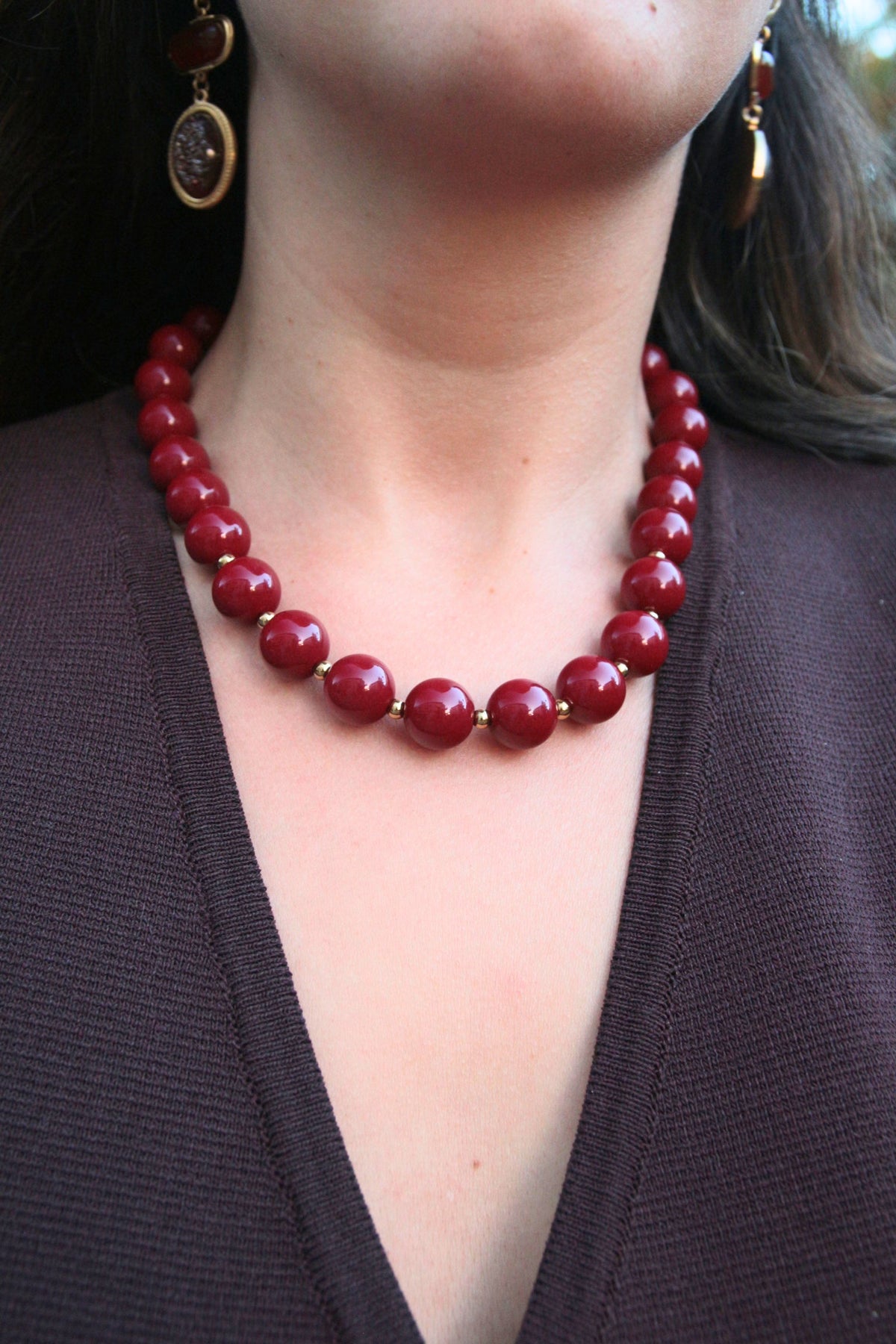 Collier perles rouge - LARA