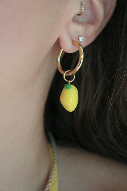 Boucles d'oreilles citrons fimo (moyen) - FAIT MAIN