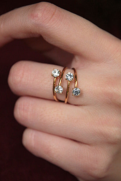 Bague multi strass dorée - LOU