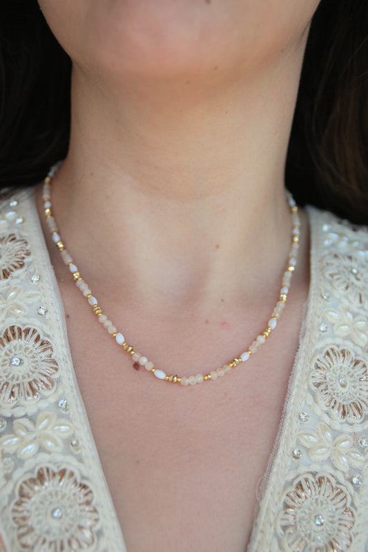 Collier pierres naturelles - QUARTZ BLANC