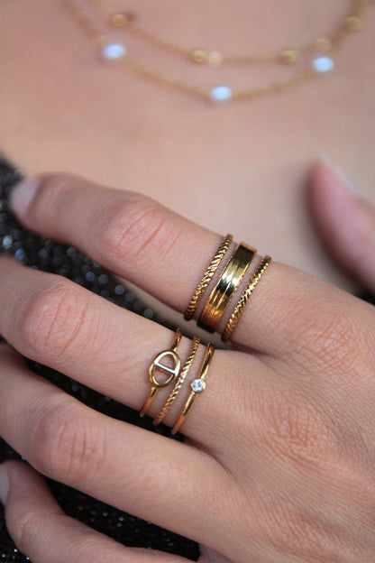 Bague triple anneaux dorée - NALA