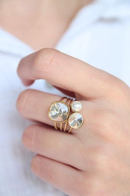 Bague cristaux blanc - MALIA