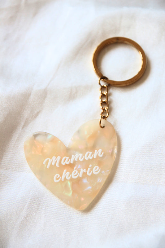 Porte clé coeur résine - MAMAN CHERIE