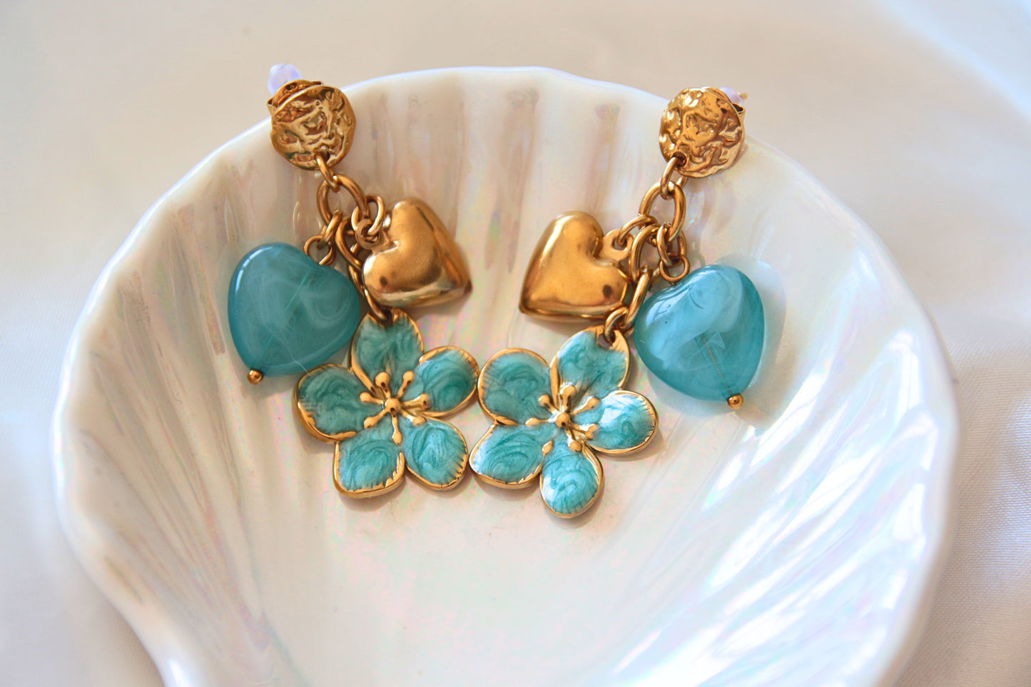 Boucles d'oreilles pendantes bleues - MOOREA