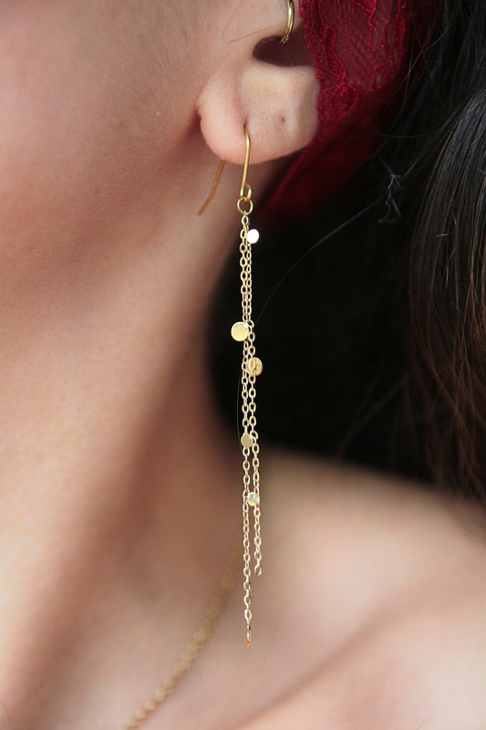 Boucles d’oreilles pendantes chaînes dorées - MONA
