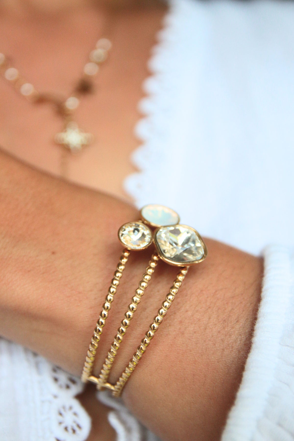 Bracelet jonc cristaux blanc - LAYA