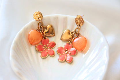 Boucles d'oreilles pendantes oranges - MOOREA